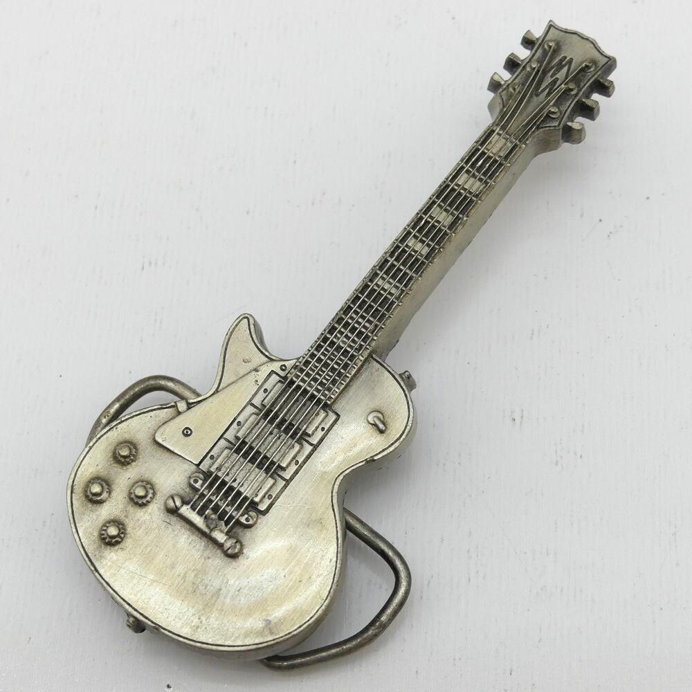 1981 Bergamot Brass Works Guitar Belt Buckle Pewter Rock Music Vintage USA